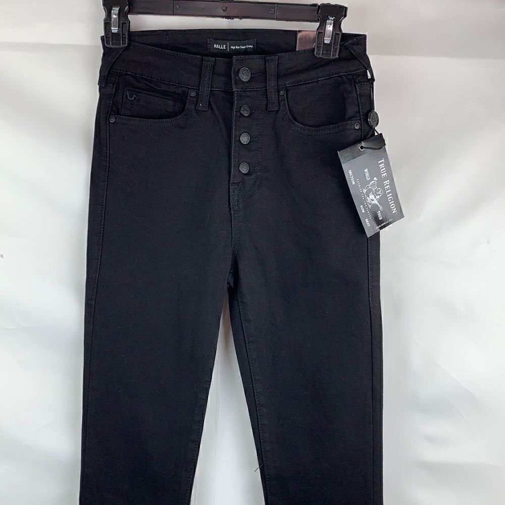 True Religion Buttonfly high rise black jeans